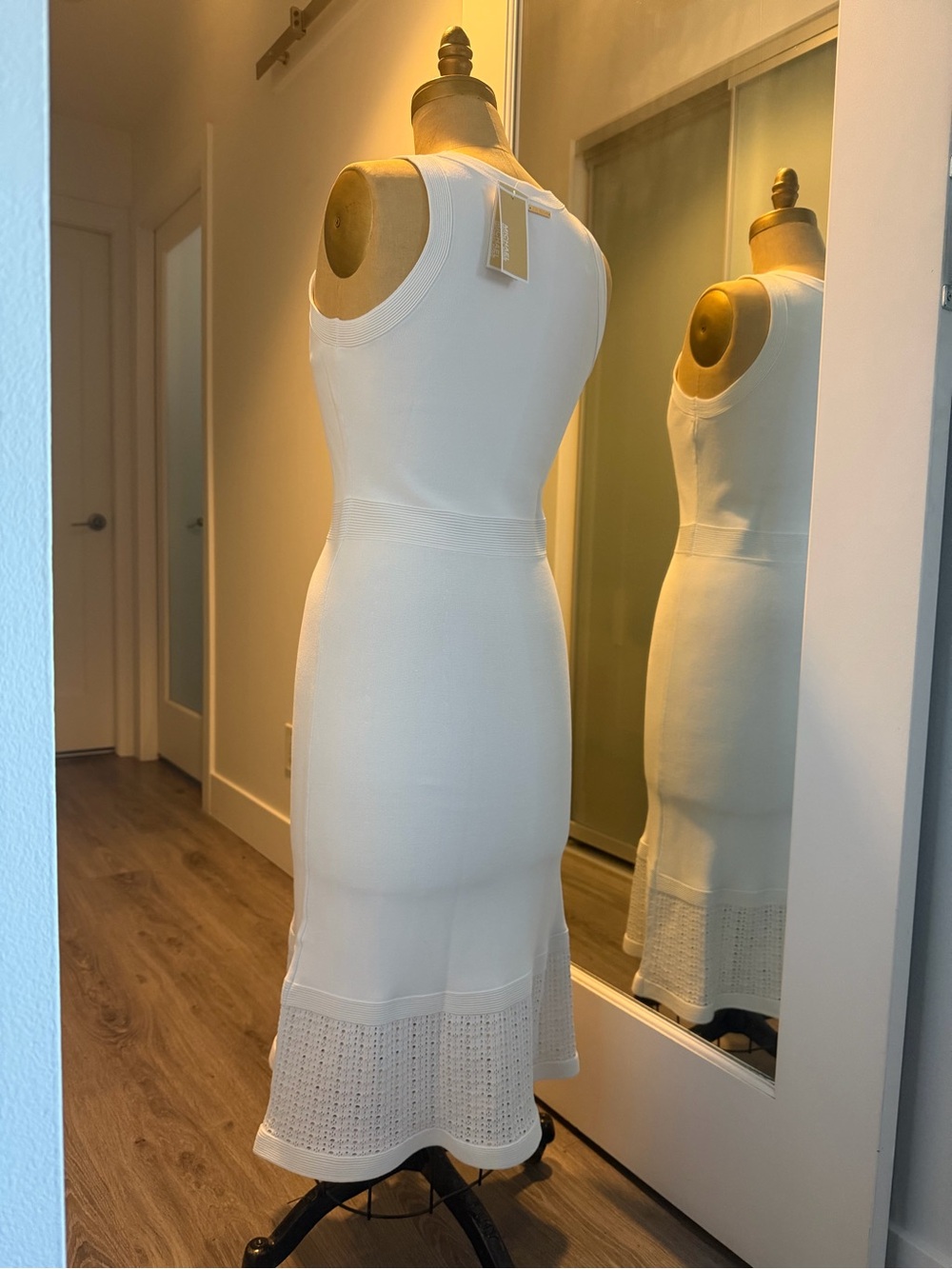 Michael Kors White Sleeveless Knit Dress with Crochet Yoke NWT - Picture 3 of 13